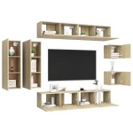 vidaXL Set dulapuri TV, 8 piese, stejar sonoma, lemn prelucrat