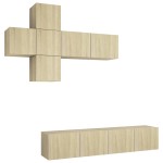 vidaXL Set dulapuri TV, 7 piese, stejar sonoma, lemn prelucrat