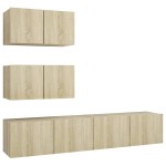 vidaXL Set dulapuri TV, 4 piese, stejar sonoma, lemn prelucrat