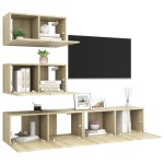 vidaXL Set dulapuri TV, 4 piese, stejar sonoma, lemn prelucrat