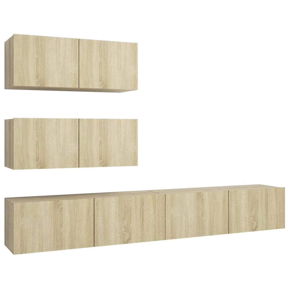 vidaXL Set dulapuri TV, 4 piese, stejar sonoma, lemn prelucrat