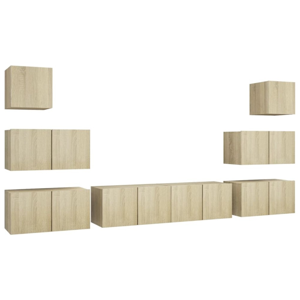 vidaXL Set dulapuri TV, 8 piese, stejar sonoma, lemn prelucrat