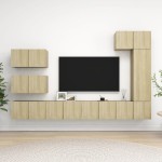 vidaXL Set dulapuri TV, 8 piese, stejar sonoma, lemn prelucrat vidaXL Set dulapuri TV, 8 piese, stejar sonoma, lemn prelucrat