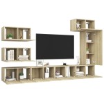 vidaXL Set dulapuri TV, 8 piese, stejar sonoma, lemn prelucrat vidaXL Set dulapuri TV, 8 piese, stejar sonoma, lemn prelucrat