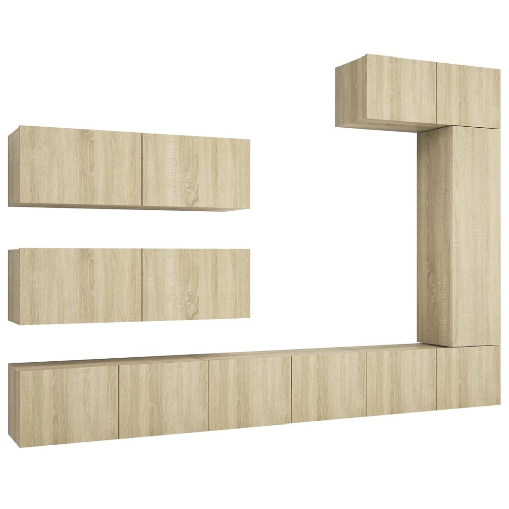vidaXL Set de dulapuri TV, 7 piese, stejar sonoma, lemn prelucrat
