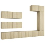 vidaXL Set de dulapuri TV, 7 piese, stejar sonoma, lemn prelucrat vidaXL Set de dulapuri TV, 7 piese, stejar sonoma, lemn prelucrat