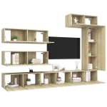 vidaXL Set de dulapuri TV, 7 piese, stejar sonoma, lemn prelucrat vidaXL Set de dulapuri TV, 7 piese, stejar sonoma, lemn prelucrat