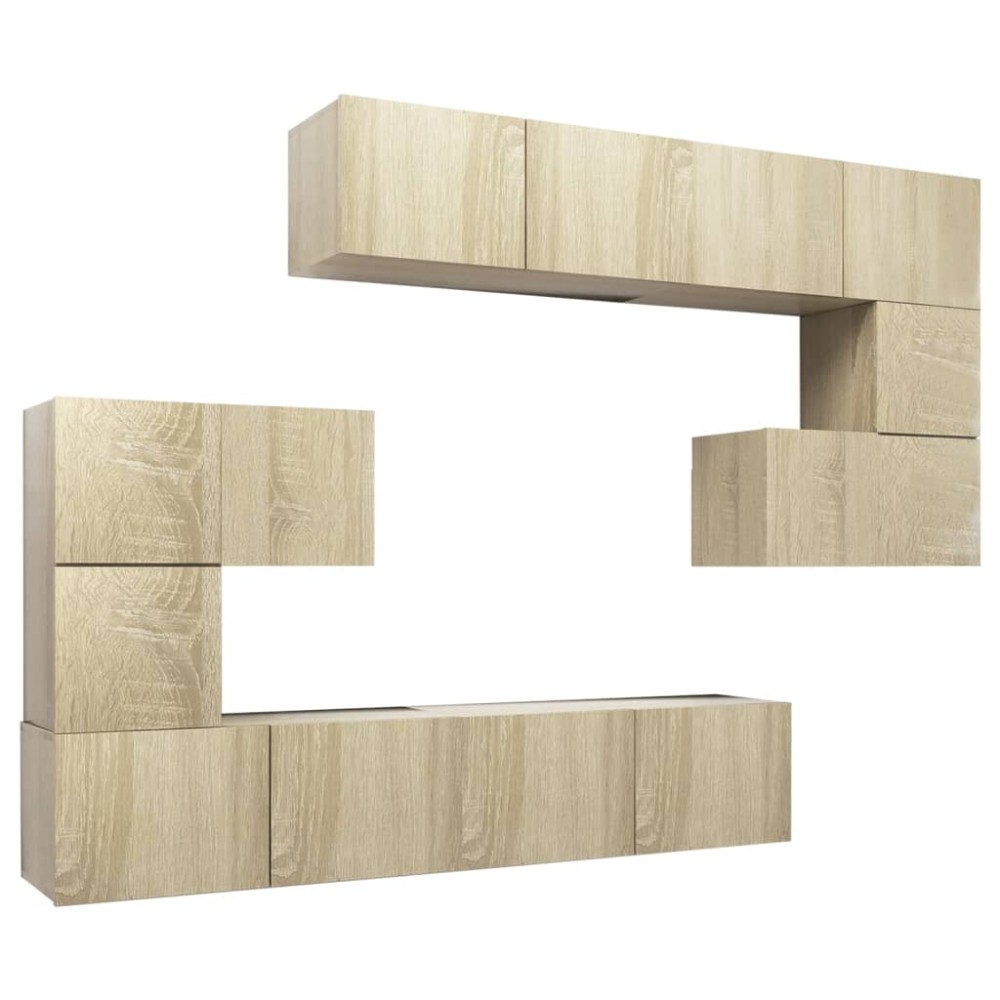 vidaXL Set dulap TV, 8 piese, stejar sonoma, lemn prelucrat