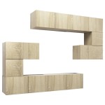 vidaXL Set dulap TV, 8 piese, stejar sonoma, lemn prelucrat vidaXL Set dulap TV, 8 piese, stejar sonoma, lemn prelucrat