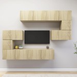 vidaXL Set dulap TV, 8 piese, stejar sonoma, lemn prelucrat vidaXL Set dulap TV, 8 piese, stejar sonoma, lemn prelucrat