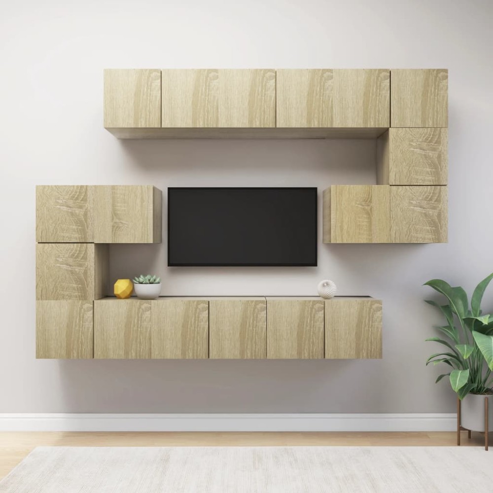 vidaXL Set dulapuri TV, 10 piese, stejar sonoma, lemn prelucrat