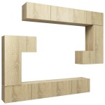 vidaXL Set dulap TV, 8 piese, stejar sonoma, lemn prelucrat vidaXL Set dulap TV, 8 piese, stejar sonoma, lemn prelucrat