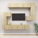 vidaXL Set dulap TV, 8 piese, stejar sonoma, lemn prelucrat vidaXL Set dulap TV, 8 piese, stejar sonoma, lemn prelucrat