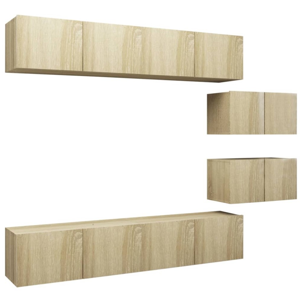 vidaXL Set de dulapuri TV, 6 piese, stejar sonoma, lemn prelucrat
