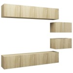 vidaXL Set de dulapuri TV, 6 piese, stejar sonoma, lemn prelucrat vidaXL Set de dulapuri TV, 6 piese, stejar sonoma, lemn prelucrat