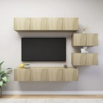 vidaXL Set de dulapuri TV, 6 piese, stejar sonoma, lemn prelucrat vidaXL Set de dulapuri TV, 6 piese, stejar sonoma, lemn prelucrat
