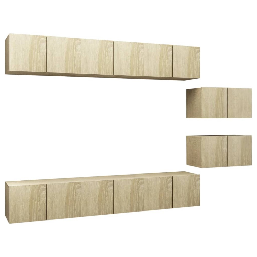 vidaXL Set dulapuri TV, 8 piese, stejar sonoma, lemn prelucrat