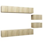 vidaXL Set dulapuri TV, 8 piese, stejar sonoma, lemn prelucrat vidaXL Set dulapuri TV, 8 piese, stejar sonoma, lemn prelucrat