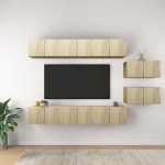 vidaXL Set dulapuri TV, 8 piese, stejar sonoma, lemn prelucrat vidaXL Set dulapuri TV, 8 piese, stejar sonoma, lemn prelucrat