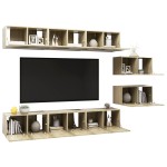 vidaXL Set dulapuri TV, 8 piese, stejar sonoma, lemn prelucrat vidaXL Set dulapuri TV, 8 piese, stejar sonoma, lemn prelucrat