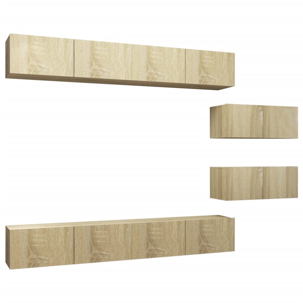 vidaXL Set de dulapuri TV, 6 piese, stejar sonoma, lemn prelucrat