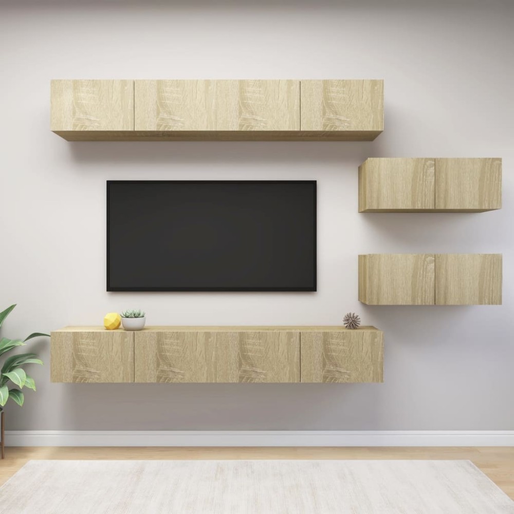 vidaXL Set de dulapuri TV, 6 piese, stejar sonoma, lemn prelucrat