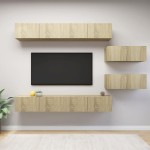 vidaXL Set de dulapuri TV, 6 piese, stejar sonoma, lemn prelucrat vidaXL Set de dulapuri TV, 6 piese, stejar sonoma, lemn prelucrat