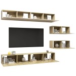 vidaXL Set de dulapuri TV, 6 piese, stejar sonoma, lemn prelucrat vidaXL Set de dulapuri TV, 6 piese, stejar sonoma, lemn prelucrat
