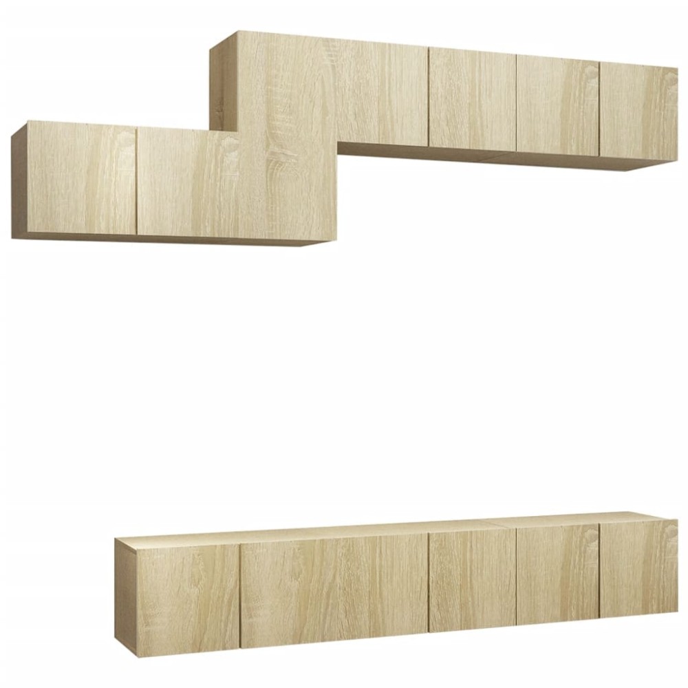 vidaXL Set de dulapuri TV, 7 piese, stejar sonoma, lemn prelucrat