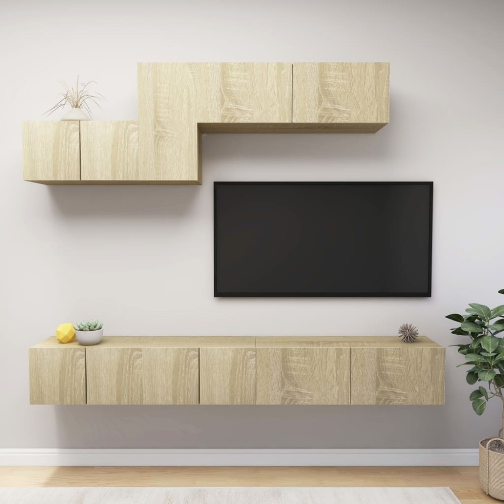 vidaXL Set de dulapuri TV, 6 piese, stejar sonoma, lemn prelucrat