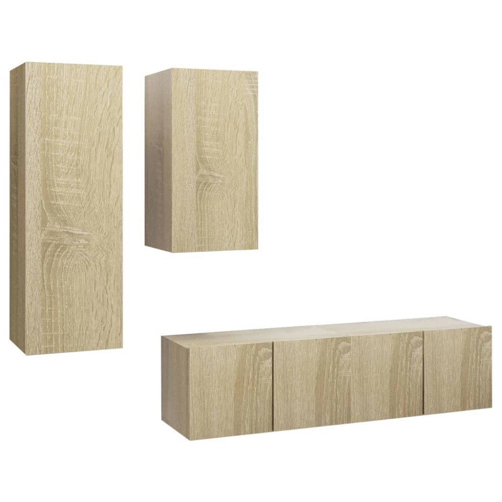 vidaXL Set dulapuri TV, 4 piese, stejar sonoma, lemn prelucrat