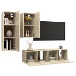 vidaXL Set dulapuri TV, 4 piese, stejar sonoma, lemn prelucrat