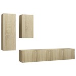 vidaXL Set de dulapuri TV, 4 piese, stejar sonoma, lemn prelucrat vidaXL Set de dulapuri TV, 4 piese, stejar sonoma, lemn prelucrat