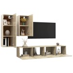 vidaXL Set de dulapuri TV, 4 piese, stejar sonoma, lemn prelucrat vidaXL Set de dulapuri TV, 4 piese, stejar sonoma, lemn prelucrat