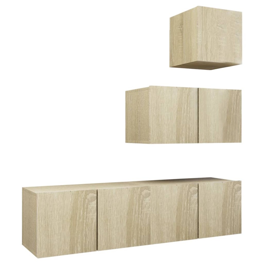 vidaXL Set de dulapuri TV, 4 piese, stejar sonoma, lemn prelucrat