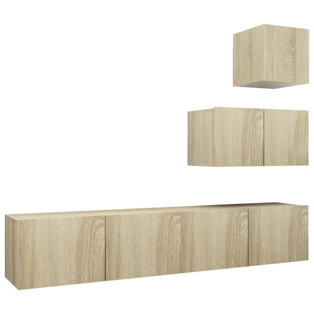 vidaXL Set dulapuri TV, 4 piese, stejar sonoma, lemn prelucrat