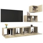vidaXL Set dulapuri TV, 4 piese, stejar sonoma, lemn prelucrat