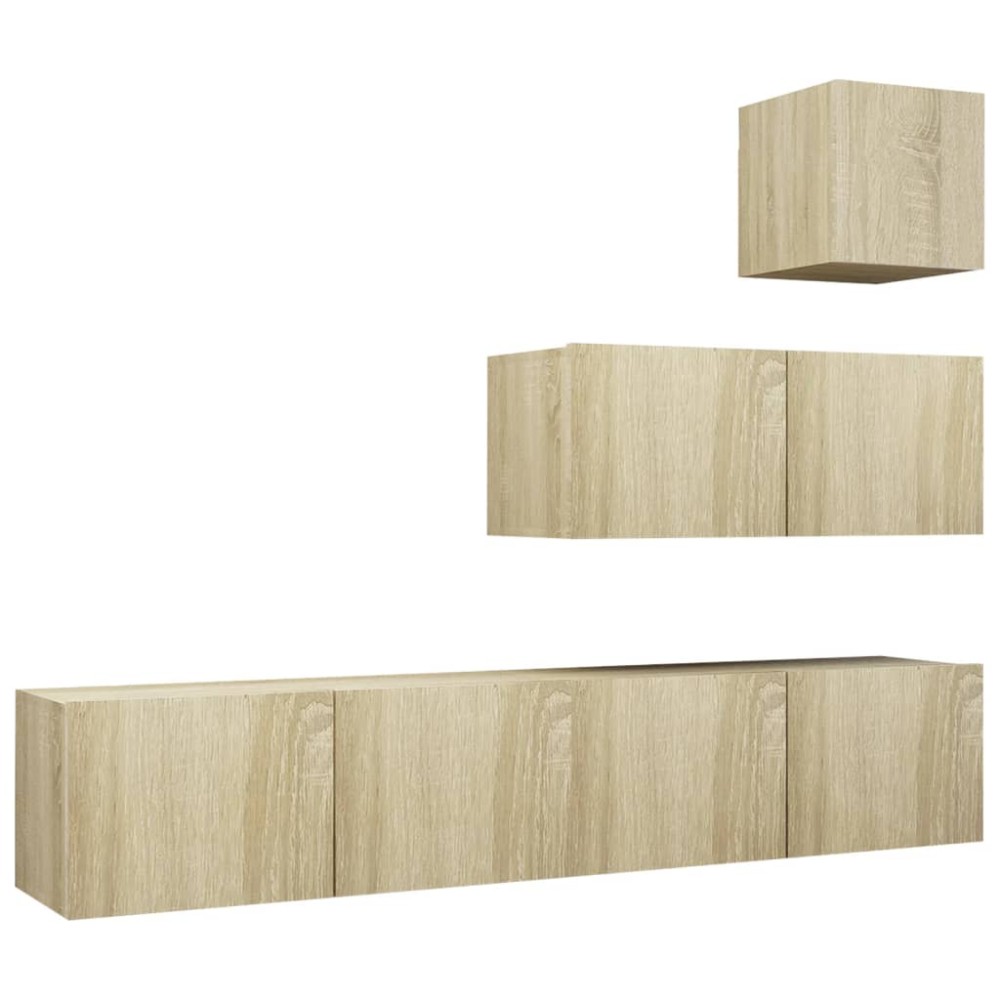 vidaXL Set dulapuri TV, 4 piese, stejar sonoma, lemn prelucrat