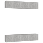 vidaXL Dulapuri TV, 4 buc., gri beton, 80x30x30 cm, lemn prelucrat
