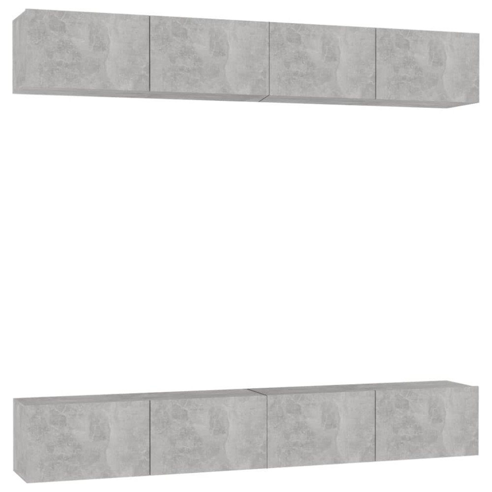 vidaXL Dulapuri TV, 4 buc, gri beton, 100x30x30 cm, lemn prelucrat