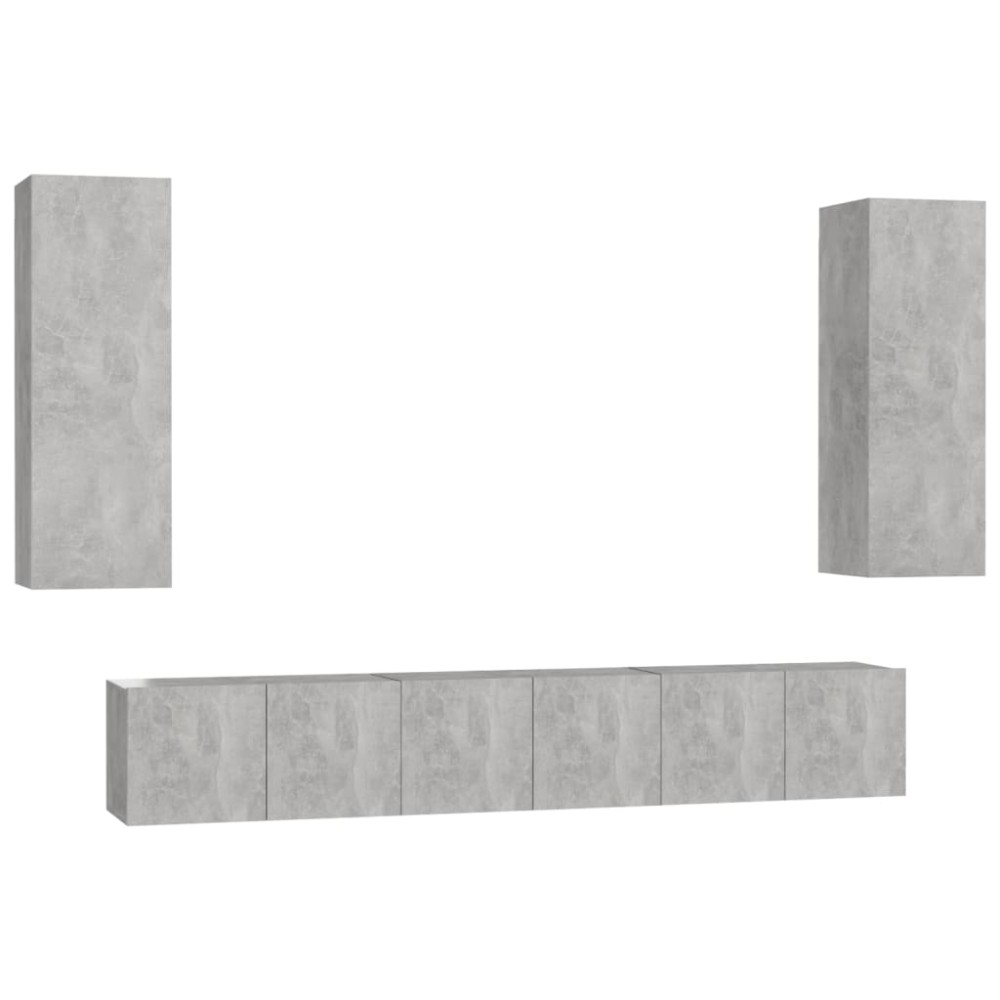vidaXL Set dulap TV, 5 piese, gri beton, lemn prelucrat