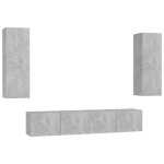 vidaXL Set dulapuri TV, 4 piese, gri beton, lemn prelucrat vidaXL Set dulapuri TV, 4 piese, gri beton, lemn prelucrat