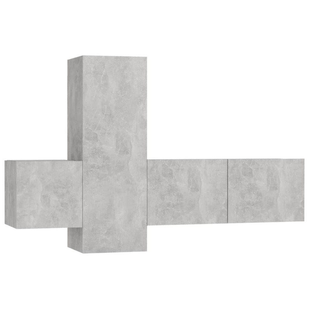 vidaXL Set de dulapuri TV, 3 buc., gri beton, lemn prelucrat