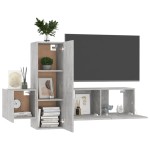 vidaXL Set de dulapuri TV, 3 buc., gri beton, lemn prelucrat