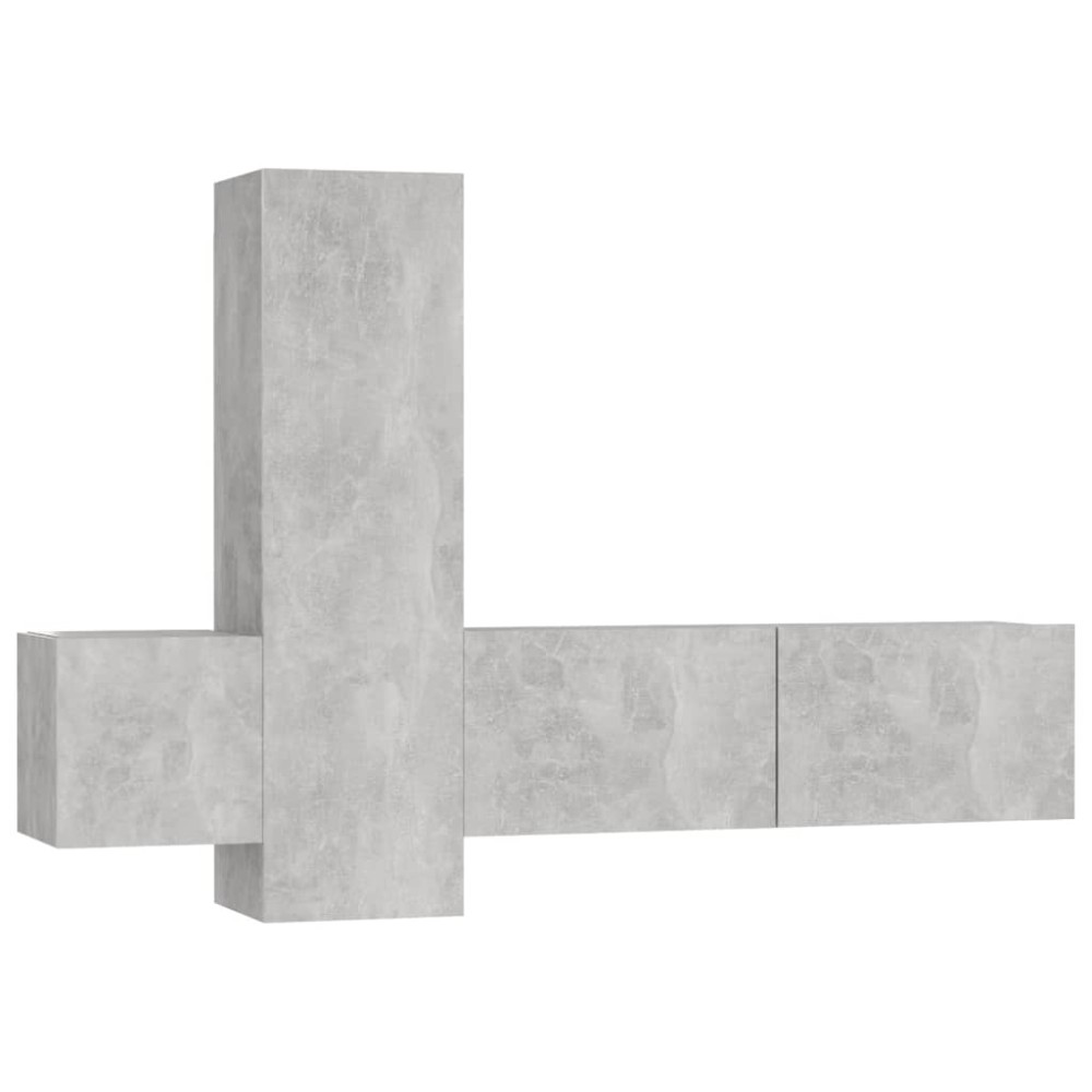 vidaXL Set de dulapuri TV, 3 piese, gri beton, lemn prelucrat