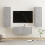 vidaXL Set de dulapuri TV, 3 piese, gri beton, lemn prelucrat vidaXL Set de dulapuri TV, 3 piese, gri beton, lemn prelucrat