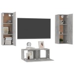 vidaXL Set de dulapuri TV, 3 piese, gri beton, lemn prelucrat vidaXL Set de dulapuri TV, 3 piese, gri beton, lemn prelucrat
