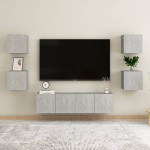 vidaXL Set de dulapuri TV, 6 piese, gri beton, lemn prelucrat vidaXL Set de dulapuri TV, 6 piese, gri beton, lemn prelucrat