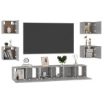 vidaXL Set de dulapuri TV, 7 piese, gri beton, lemn prelucrat vidaXL Set de dulapuri TV, 7 piese, gri beton, lemn prelucrat
