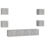 vidaXL Set de dulapuri TV, 6 piese, gri beton, lemn prelucrat vidaXL Set de dulapuri TV, 6 piese, gri beton, lemn prelucrat